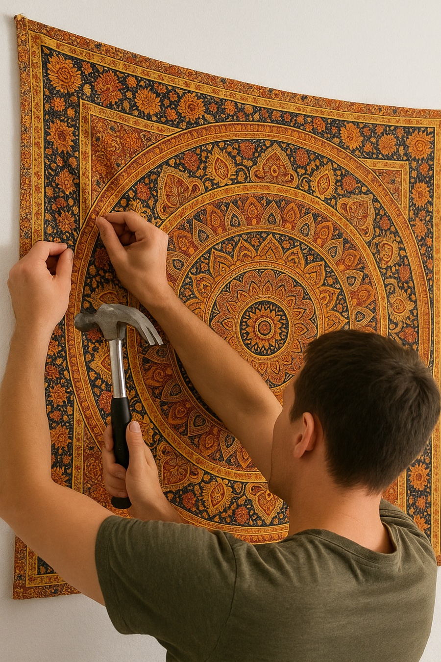 Wandbehang Decke an Wand befestigen